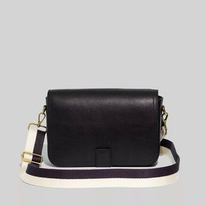 NWT Madewell Leather The Transport Flap Shoulder Bag in True Black